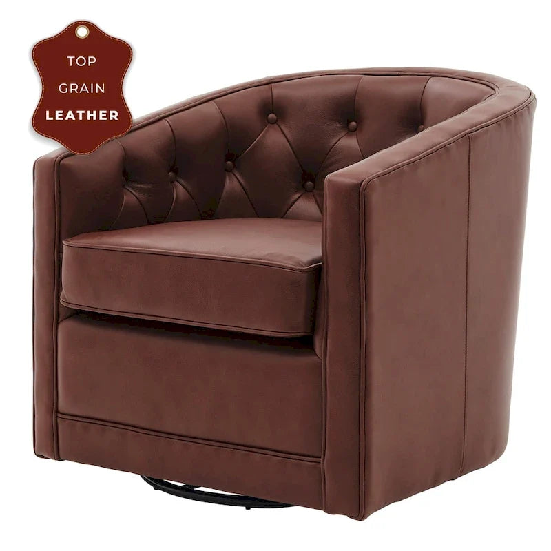 Fauteuil pivotant en cuir pleine fleur Walsh