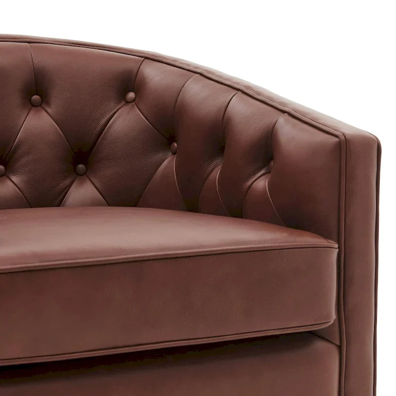 Fauteuil pivotant en cuir pleine fleur Walsh