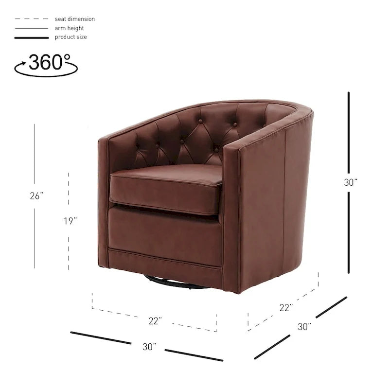 Fauteuil pivotant en cuir pleine fleur Walsh