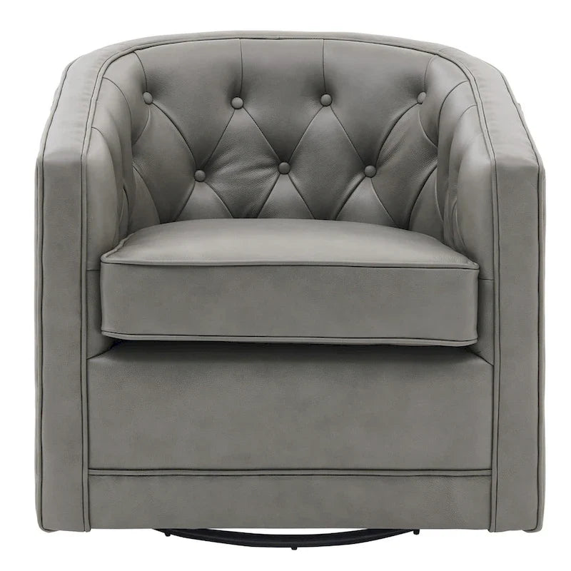 Fauteuil pivotant en cuir pleine fleur Walsh
