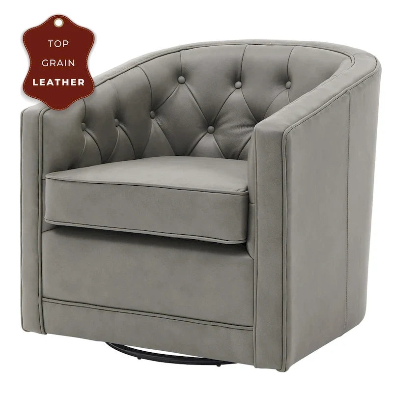 Fauteuil pivotant en cuir pleine fleur Walsh