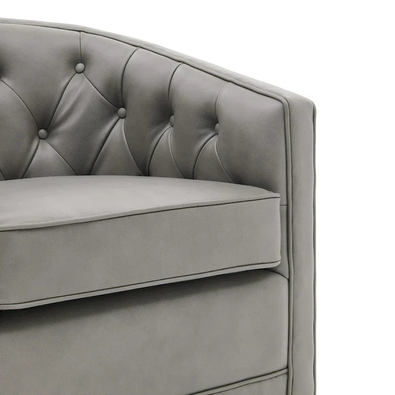 Fauteuil pivotant en cuir pleine fleur Walsh