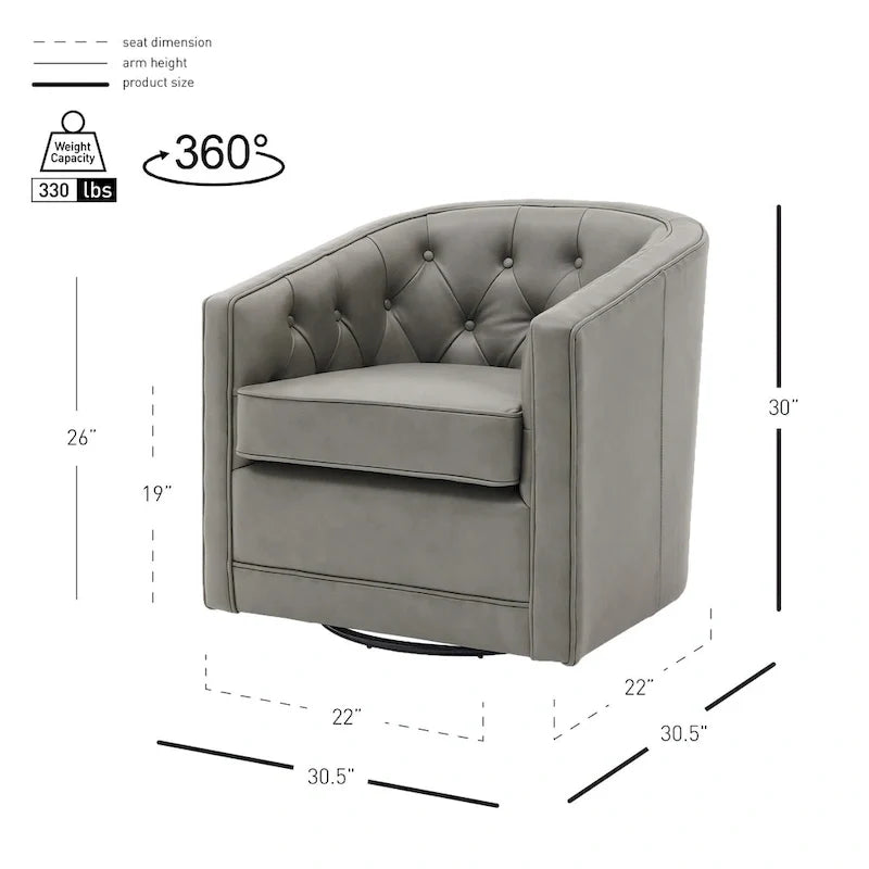 Fauteuil pivotant en cuir pleine fleur Walsh