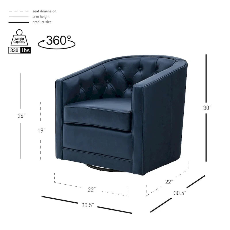 Fauteuil pivotant en cuir pleine fleur Walsh