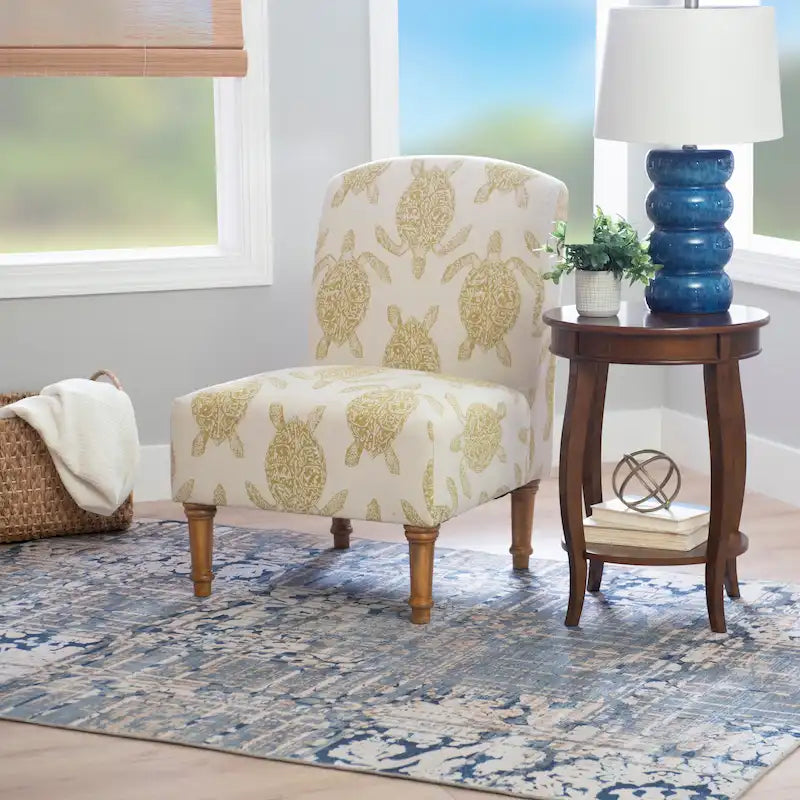 Terrapin Upholstered Turtle Pattern Accent Chair