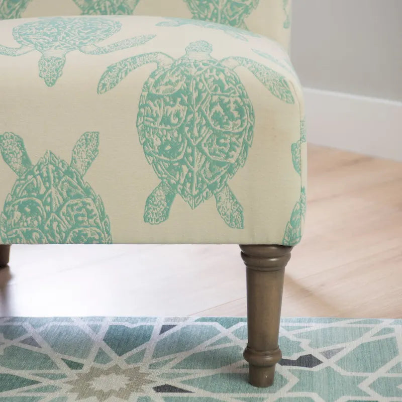 Terrapin Upholstered Turtle Pattern Accent Chair