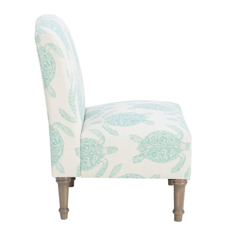 Terrapin Upholstered Turtle Pattern Accent Chair