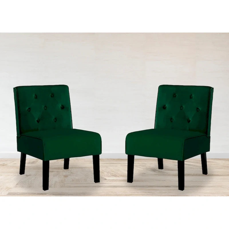 US Pride Nixon Velvet Tufted Back Accent Chair Set of 2