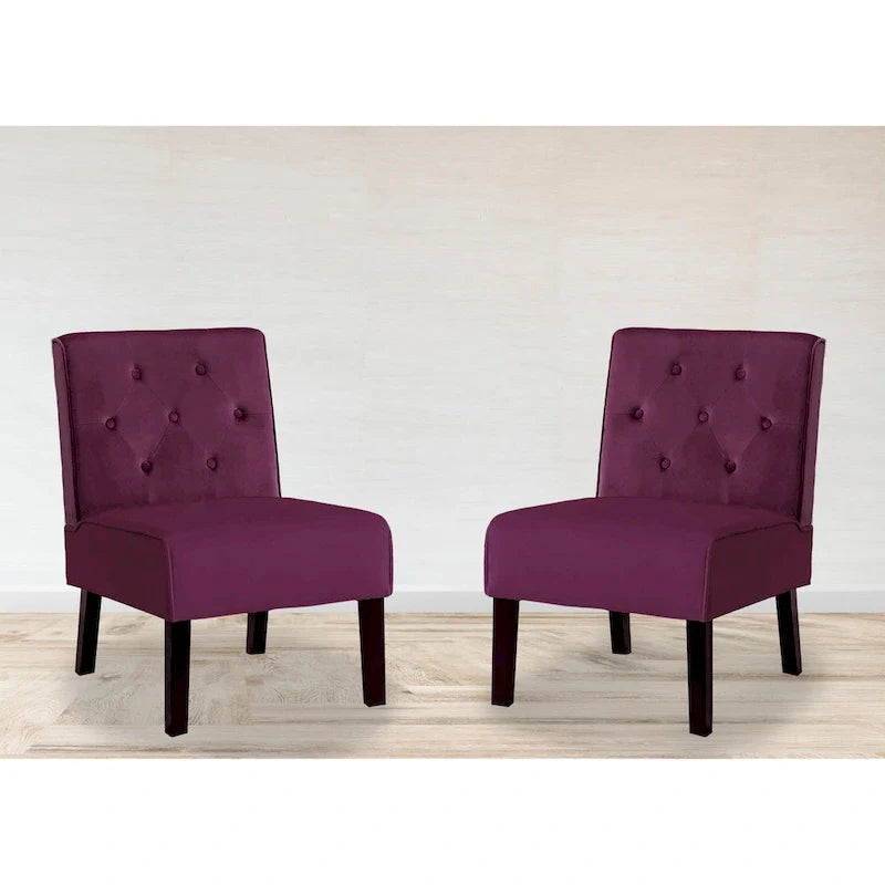US Pride Nixon Velvet Tufted Back Accent Chair Set of 2