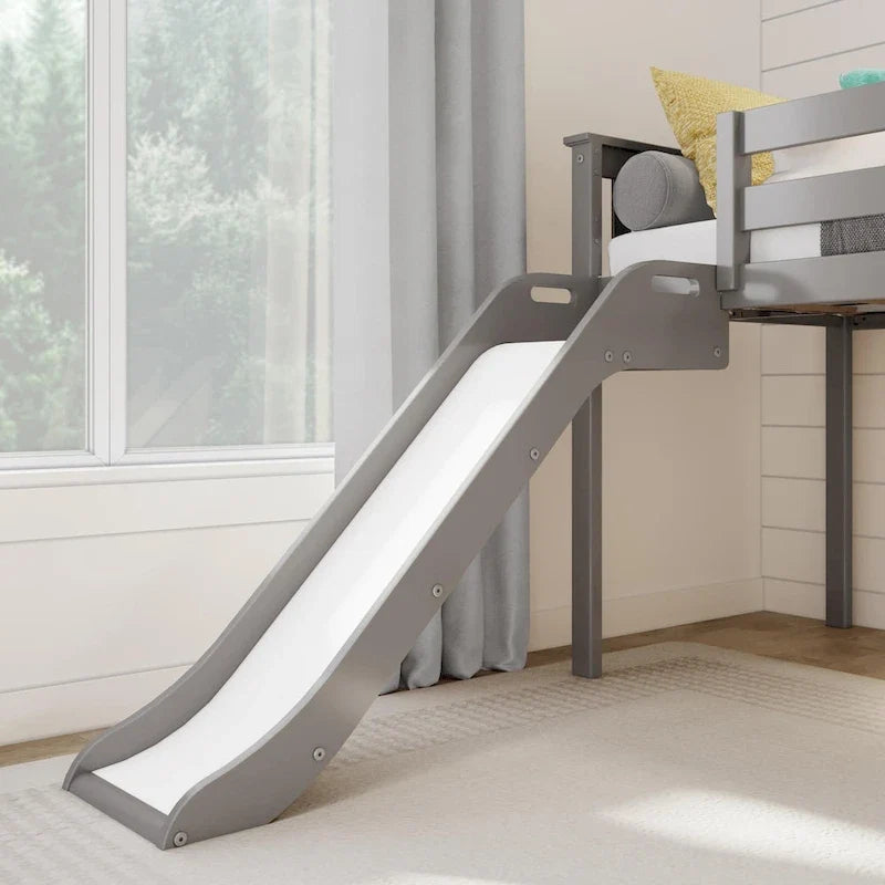 Lit bas mezzanine classique Max et Lily avec escalier, toboggan facile et rideau