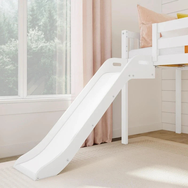Lit bas mezzanine classique Max et Lily avec escalier, toboggan facile et rideau