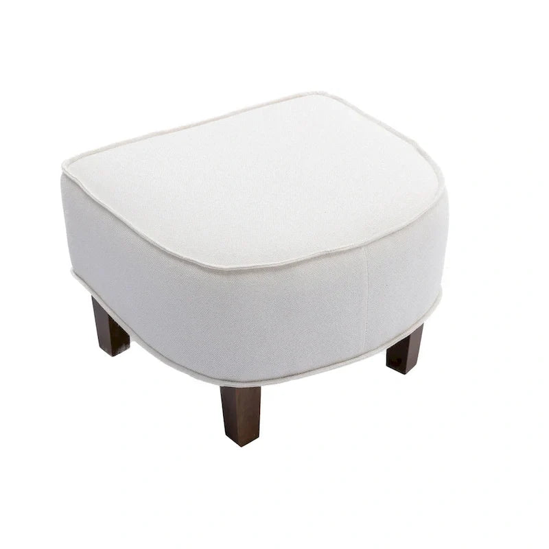 Linen/Polyester Upholstered Mid Century Barrel Chair with Ottoman