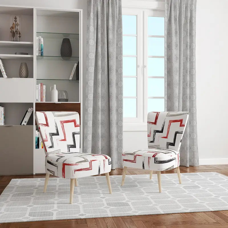 Designart Multicolor Trendy Geometric  Upholstered Patterned Accent Chair and Arm Chair