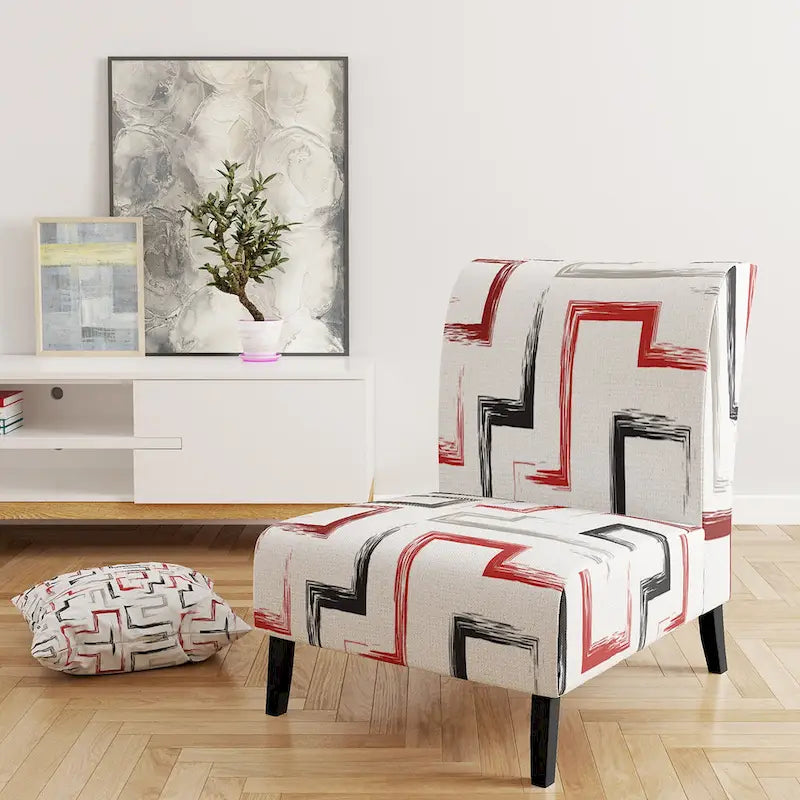 Designart Multicolor Trendy Geometric  Upholstered Patterned Accent Chair and Arm Chair