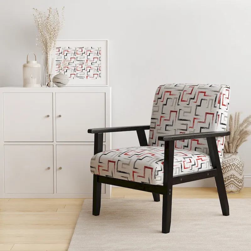 Designart Multicolor Trendy Geometric  Upholstered Patterned Accent Chair and Arm Chair