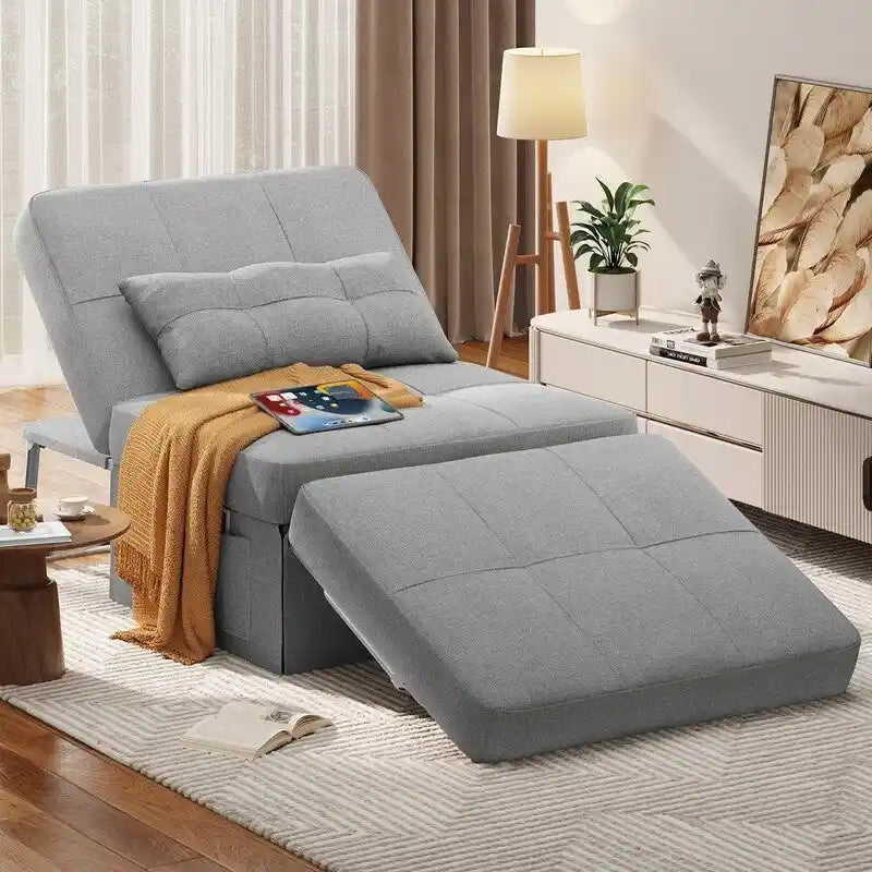 4 in 1 Convertible Sofa Bed Sleeper Sofa Chair Couch Bed, Lounger Adjustable Folding Ottoman Backrest for Living Room, Bedroom