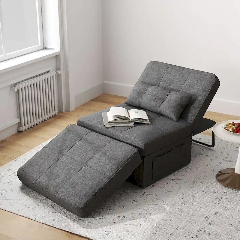 4 in 1 Convertible Sofa Bed Sleeper Sofa Chair Couch Bed, Lounger Adjustable Folding Ottoman Backrest for Living Room, Bedroom
