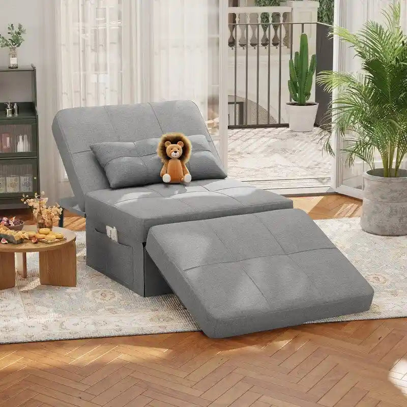 4 in 1 Convertible Sofa Bed Sleeper Sofa Chair Couch Bed, Lounger Adjustable Folding Ottoman Backrest for Living Room, Bedroom
