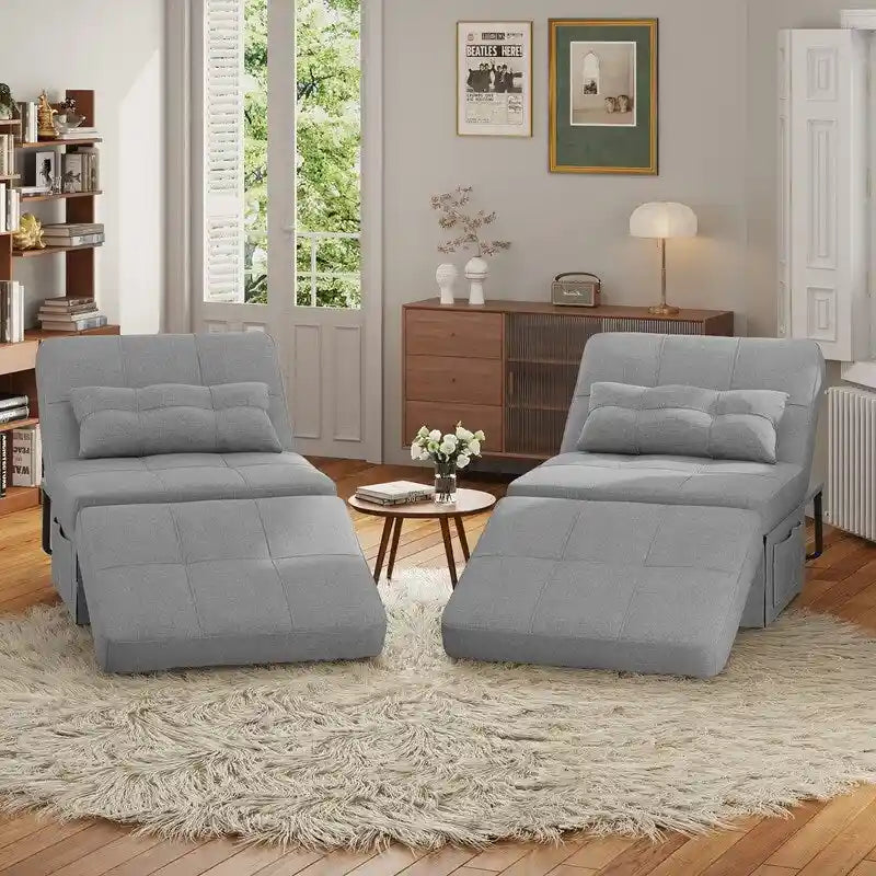4 in 1 Convertible Sofa Bed Sleeper Sofa Chair Couch Bed, Lounger Adjustable Folding Ottoman Backrest for Living Room, Bedroom
