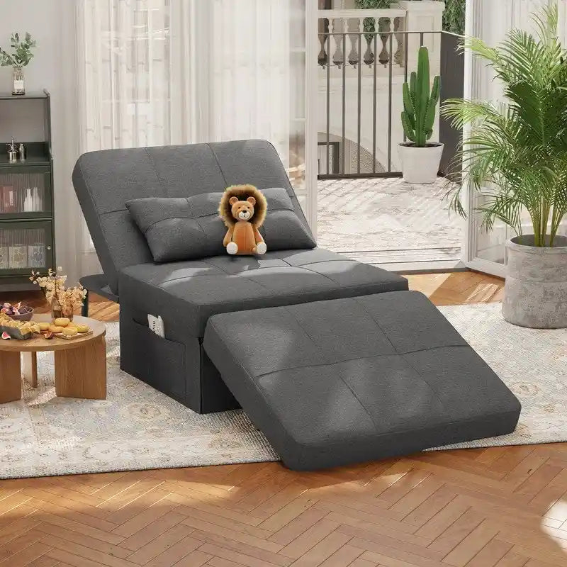 4 in 1 Convertible Sofa Bed Sleeper Sofa Chair Couch Bed, Lounger Adjustable Folding Ottoman Backrest for Living Room, Bedroom
