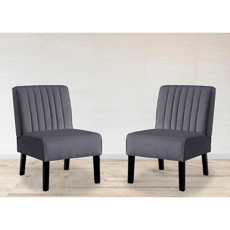 US Pride Nightingale Velvet Stripe Back Accent Chair Set of 2