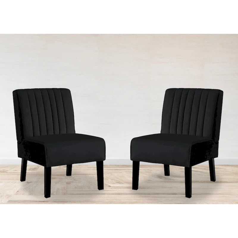 US Pride Nightingale Velvet Stripe Back Accent Chair Set of 2