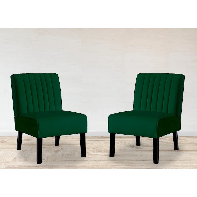 US Pride Nightingale Velvet Stripe Back Accent Chair Set of 2