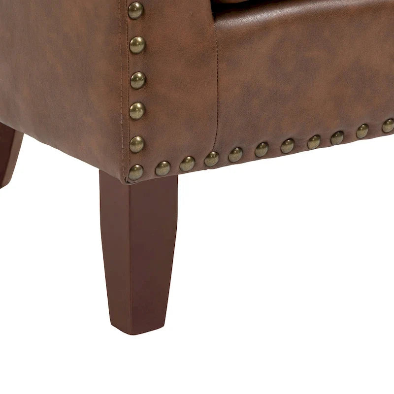 Fauteuil pivotant moderne en similicuir avec clous décoratifs