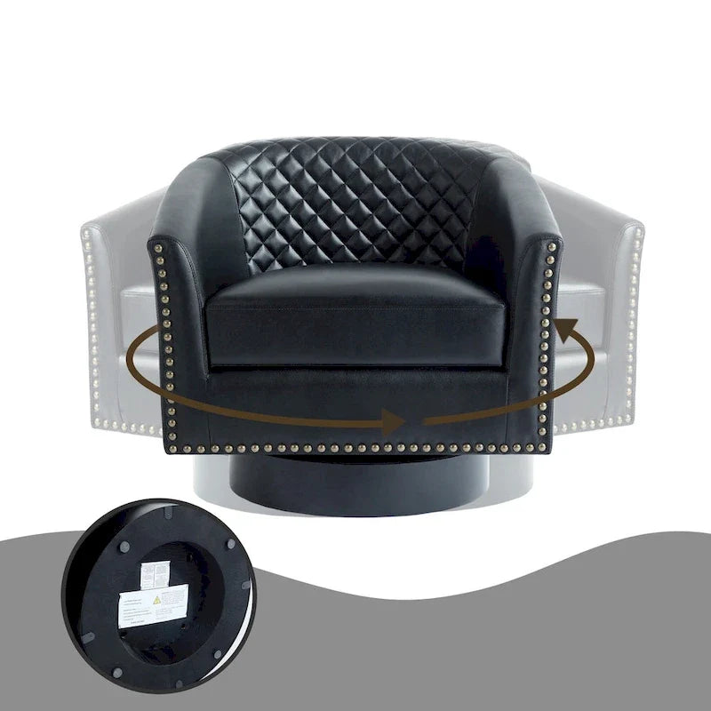 Fauteuil pivotant moderne en similicuir avec clous décoratifs