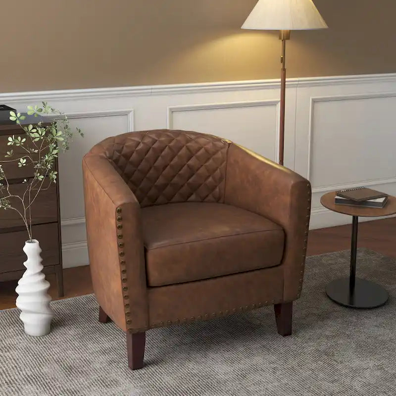 Fauteuil pivotant moderne en similicuir avec clous décoratifs
