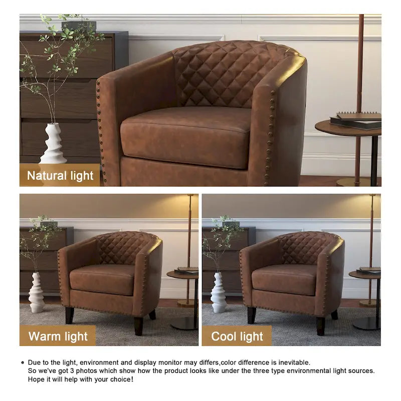 Fauteuil pivotant moderne en similicuir avec clous décoratifs