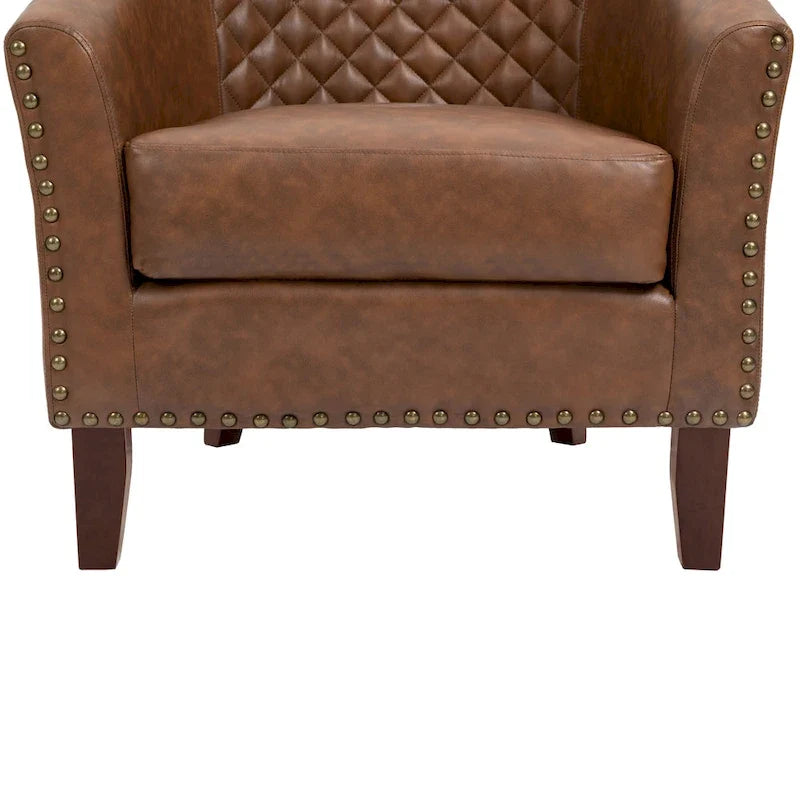Fauteuil pivotant moderne en similicuir avec clous décoratifs