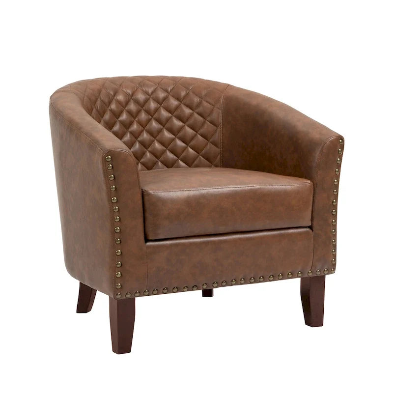 Fauteuil pivotant moderne en similicuir avec clous décoratifs