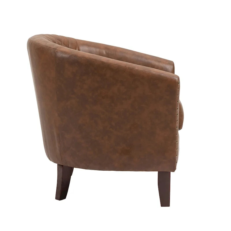 Fauteuil pivotant moderne en similicuir avec clous décoratifs