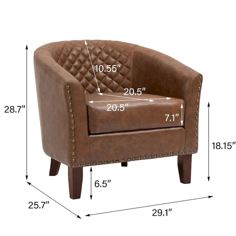 Fauteuil pivotant moderne en similicuir avec clous décoratifs