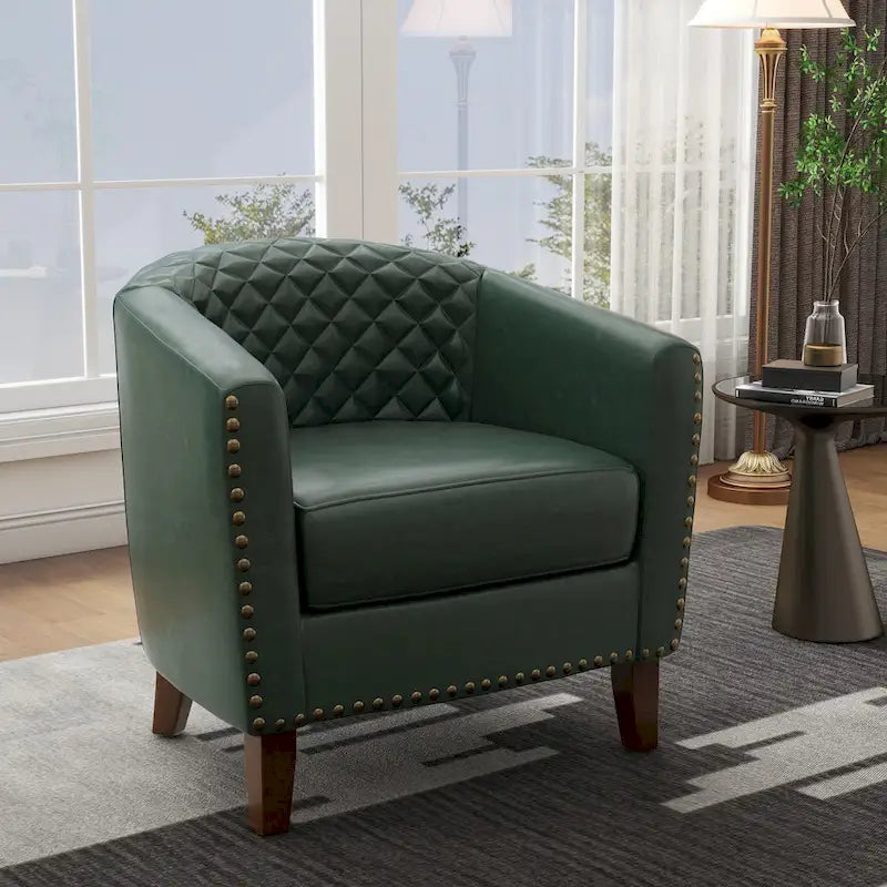 Fauteuil pivotant moderne en similicuir avec clous décoratifs