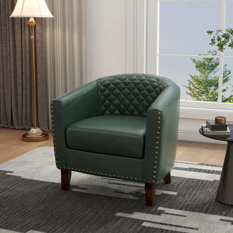 Fauteuil pivotant moderne en similicuir avec clous décoratifs