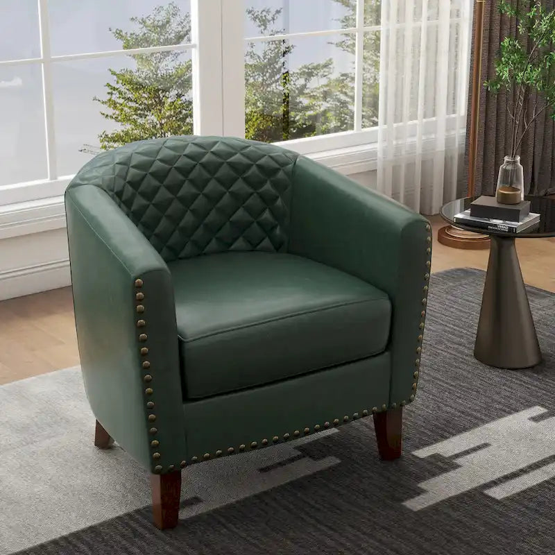 Fauteuil pivotant moderne en similicuir avec clous décoratifs