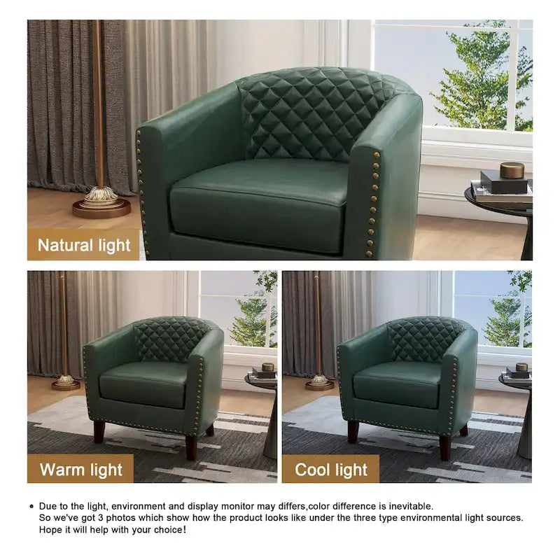 Fauteuil pivotant moderne en similicuir avec clous décoratifs