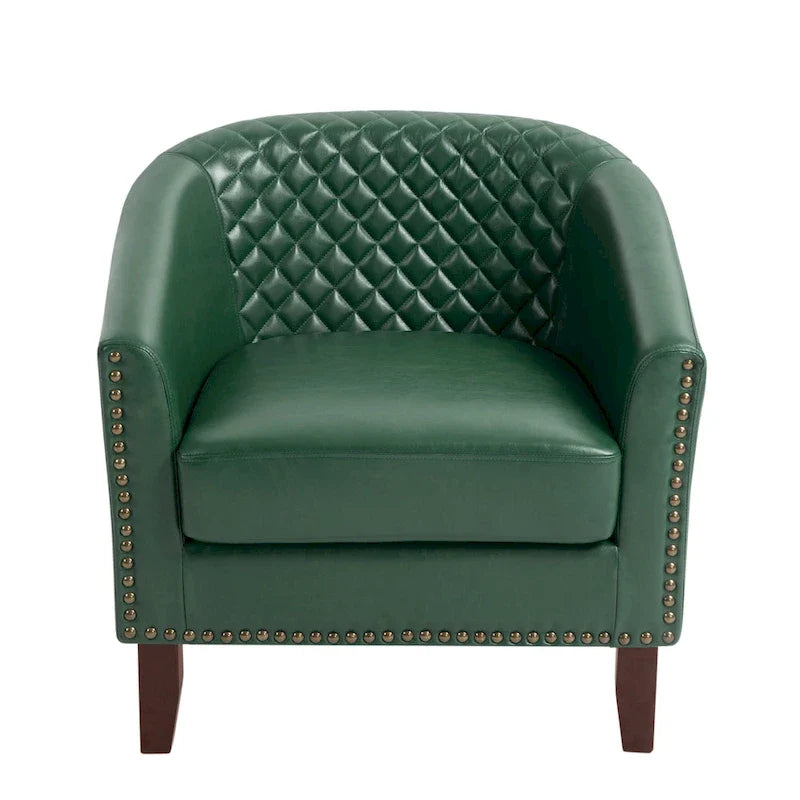 Fauteuil pivotant moderne en similicuir avec clous décoratifs