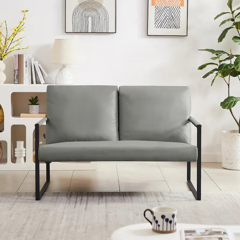 Fauteuil d'appoint avec dossier et coussin d'assise extra épais, chaises de canapé