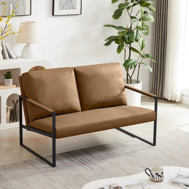 Fauteuil d'appoint avec dossier et coussin d'assise extra épais, chaises de canapé
