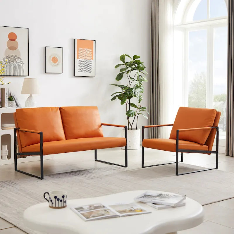 Fauteuil d'appoint avec dossier et coussin d'assise extra épais, chaises de canapé