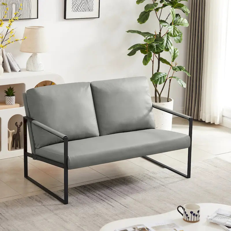 Fauteuil d'appoint avec dossier et coussin d'assise extra épais, chaises de canapé