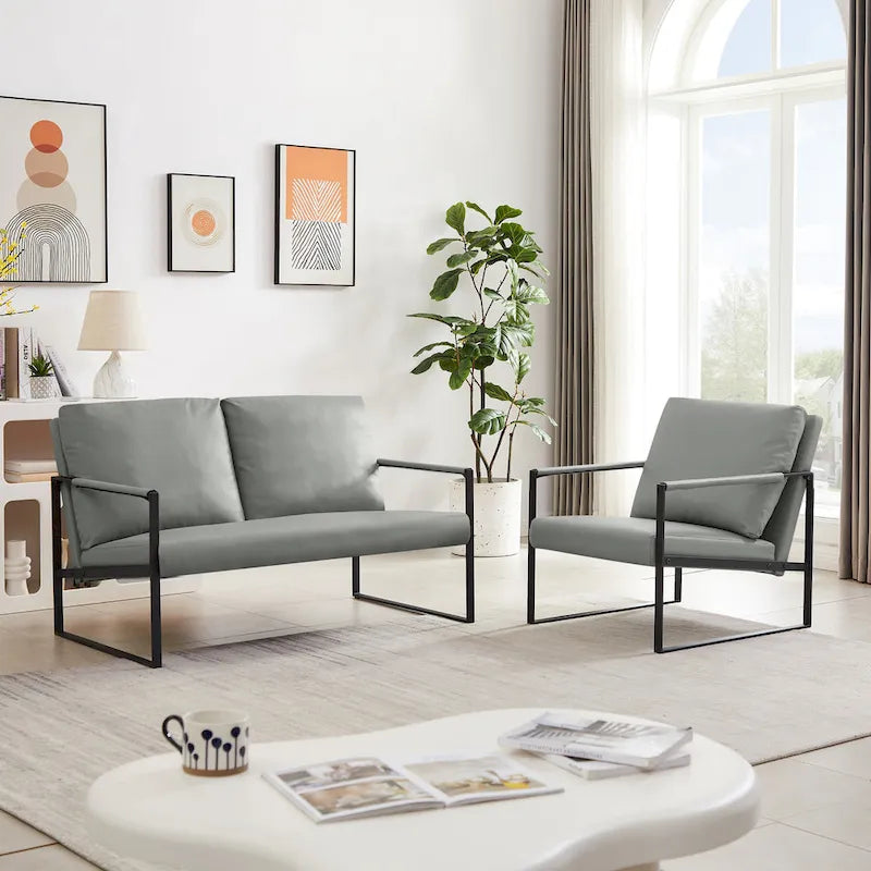 Fauteuil d'appoint avec dossier et coussin d'assise extra épais, chaises de canapé