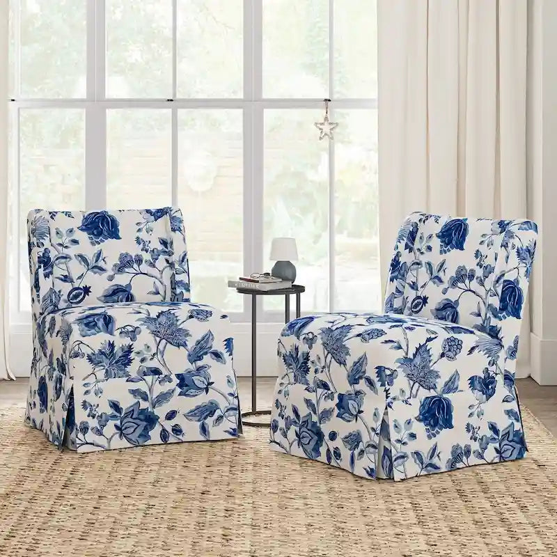 Lot de 2 chaises d'appoint Falk Transitional rembourrées avec housse et pieds en bois massif par HULALA HOME