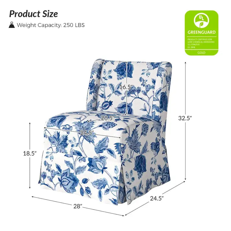 Falk Transitional Upholstered Slipper Chair with Slipcover and Solid Wood Legs Set of 2 by HULALA HOME
