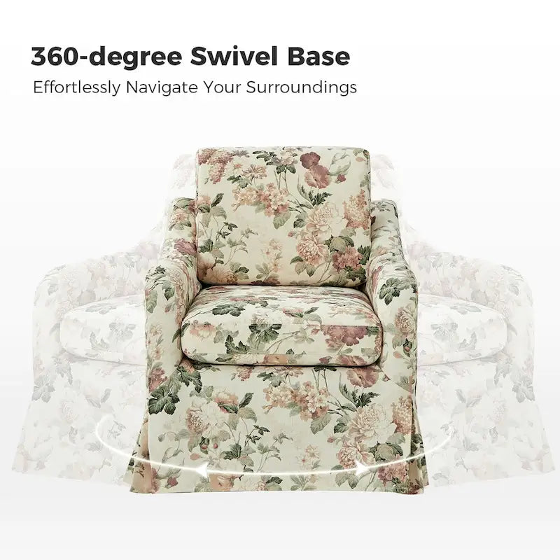 Alois Floral Slipcover Swivel Accent Chair with Removable Cushion Set of 2 by HULALA HOME