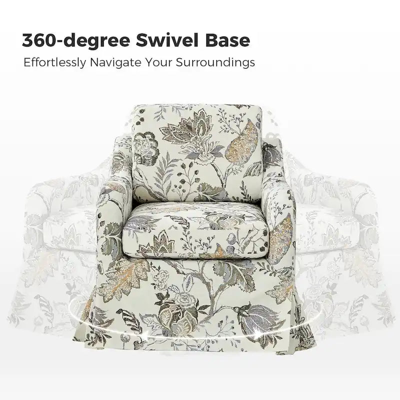 Alois Floral Slipcover Swivel Accent Chair with Removable Cushion Set of 2 by HULALA HOME