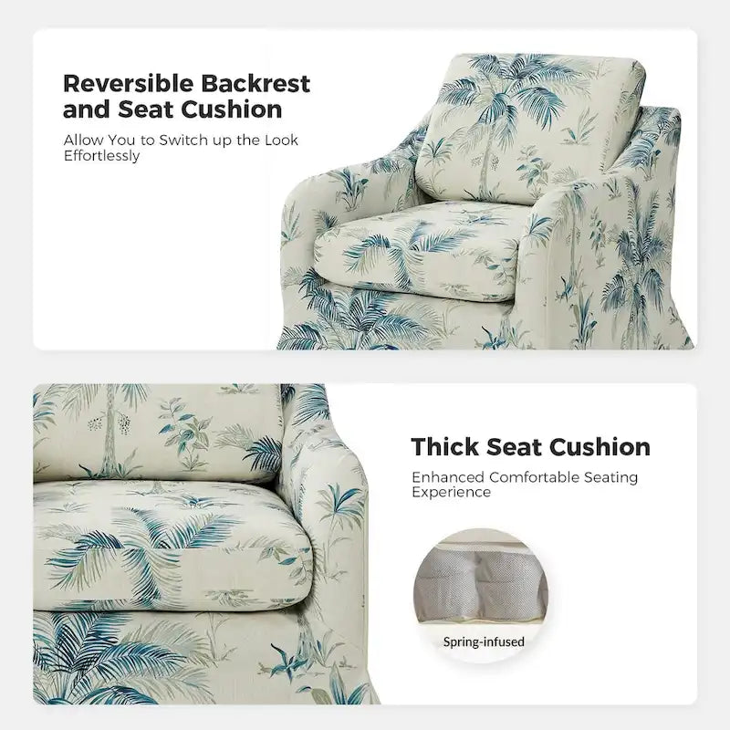 Alois Floral Slipcover Swivel Accent Chair with Removable Cushion Set of 2 by HULALA HOME